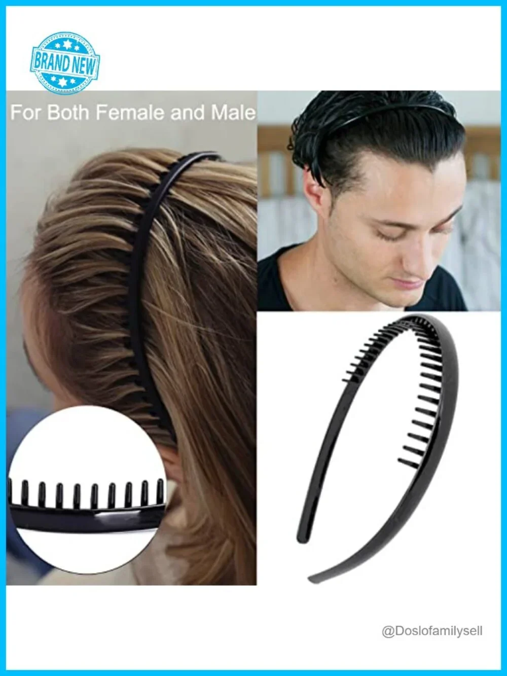 8 Pack Plastic Headbands with Teeth Comb Non Slip Hair Accessories for Women Men